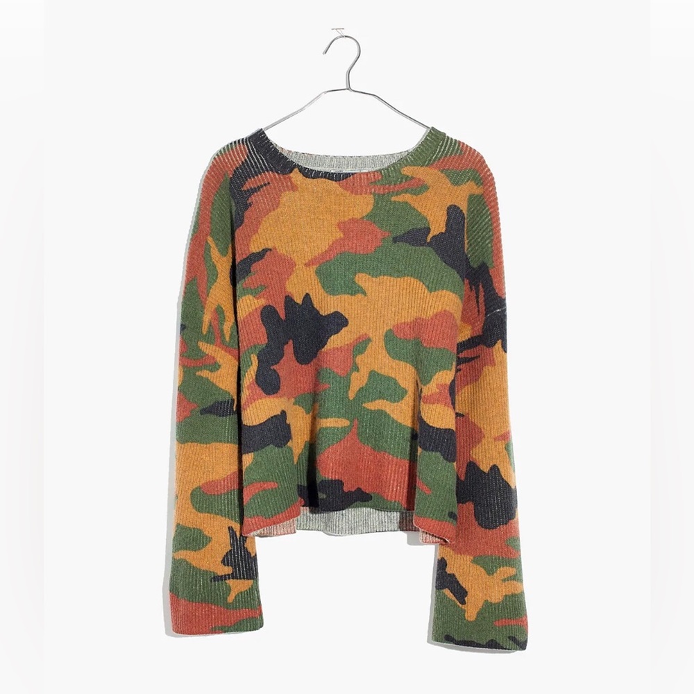Madewell Cottontail Camo Wide-Sleeve Sweater